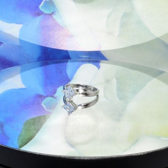 Reina Princess Cut Rhombus Solitaire 925 Sterling Silver Ring Size 8 Gift Boxed - Picture 4 of 10